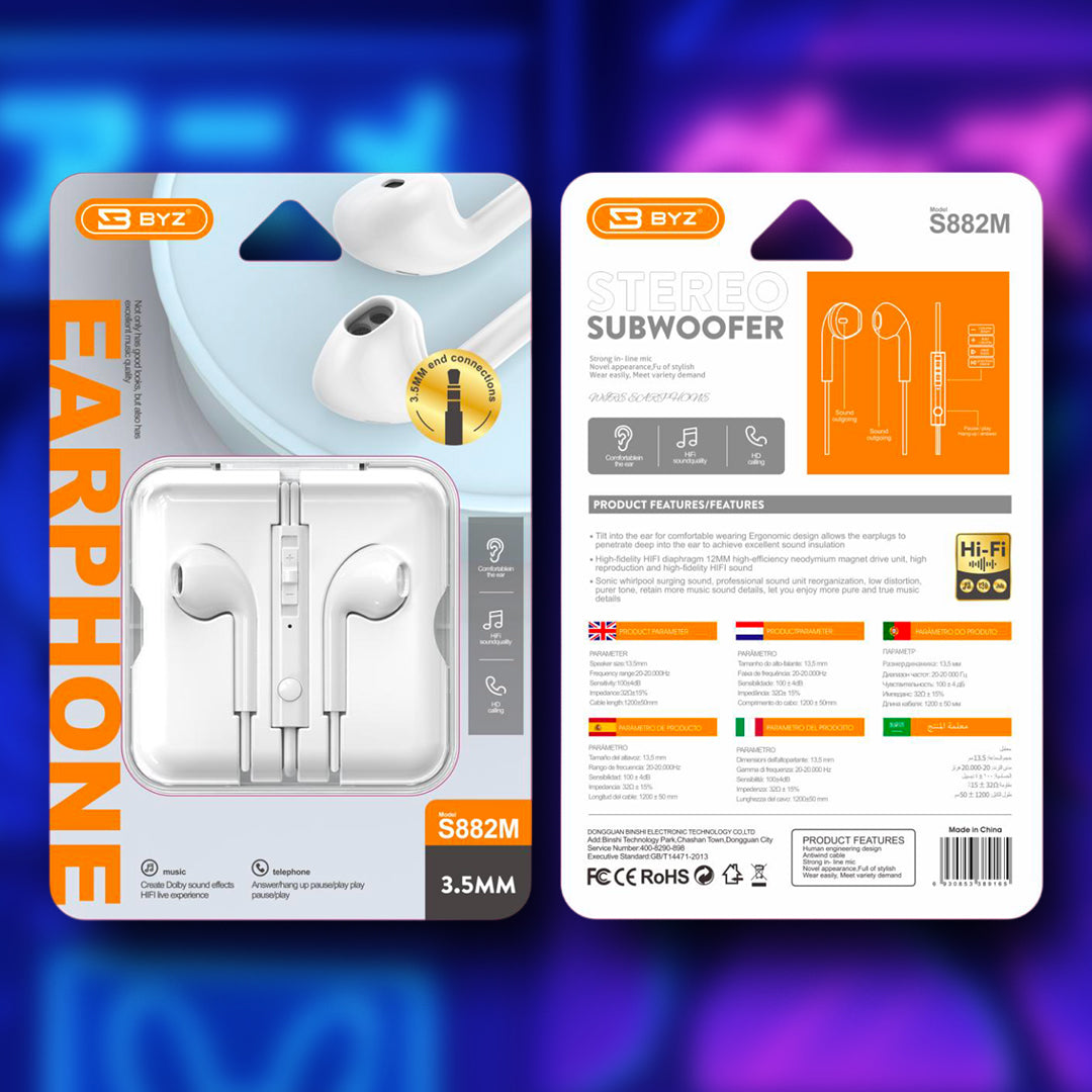 Audífonos 3.5mm BYZ BL-S882m