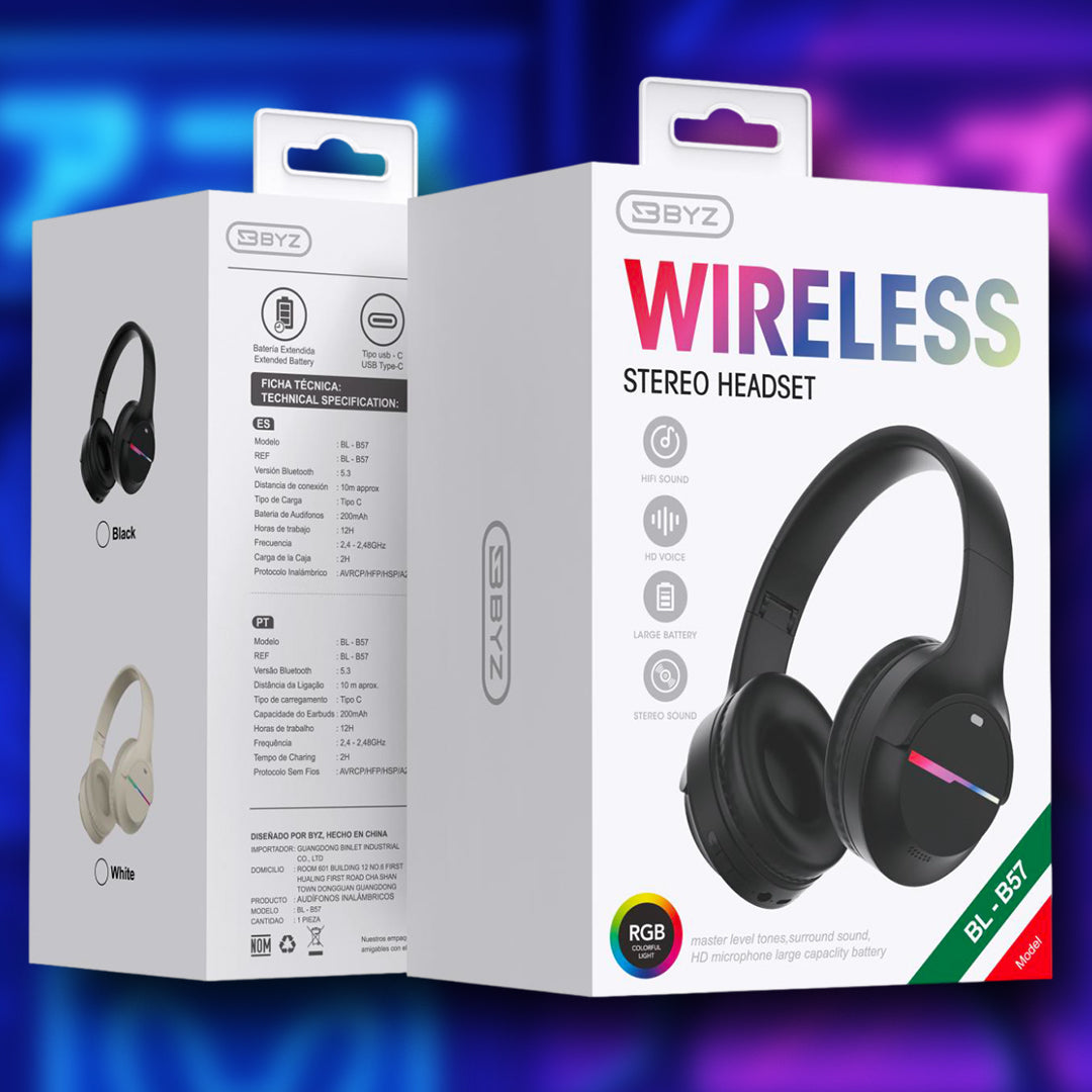 AUDÍFONOS BLUETOOTH RGB BYZ BL-B57
