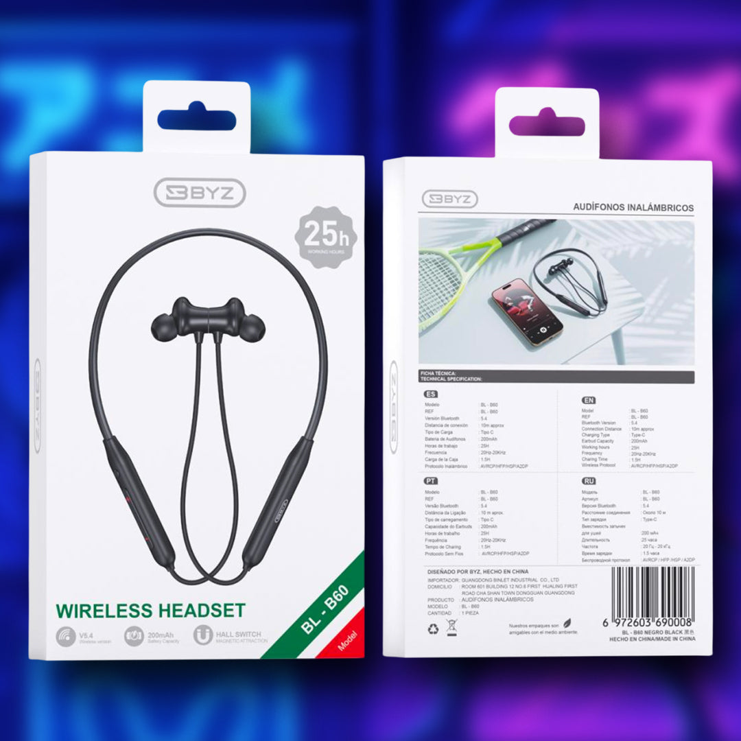 AUDÍFONOS BLUETOOTH BYZ BL-B60
