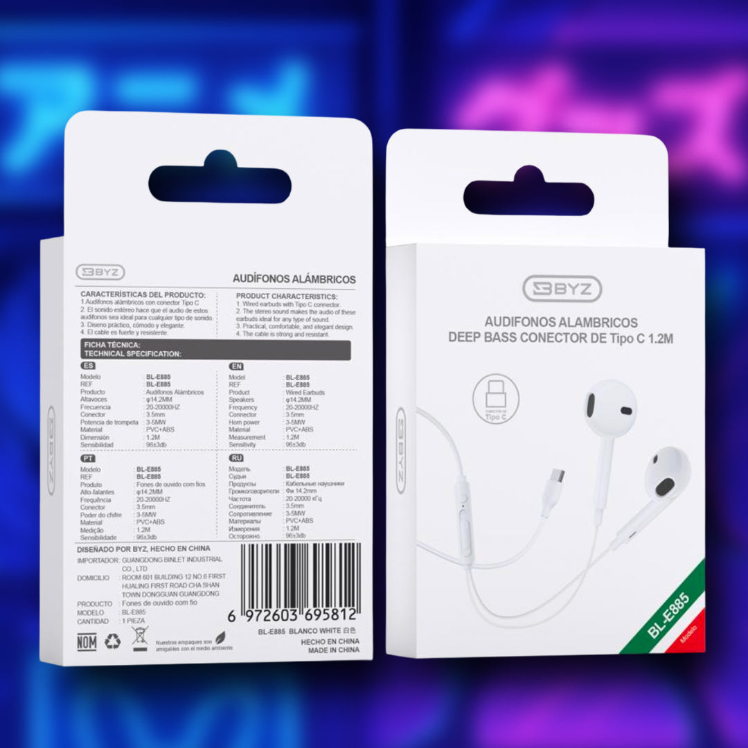 Audífonos Tipo C BYZ BL-E885c