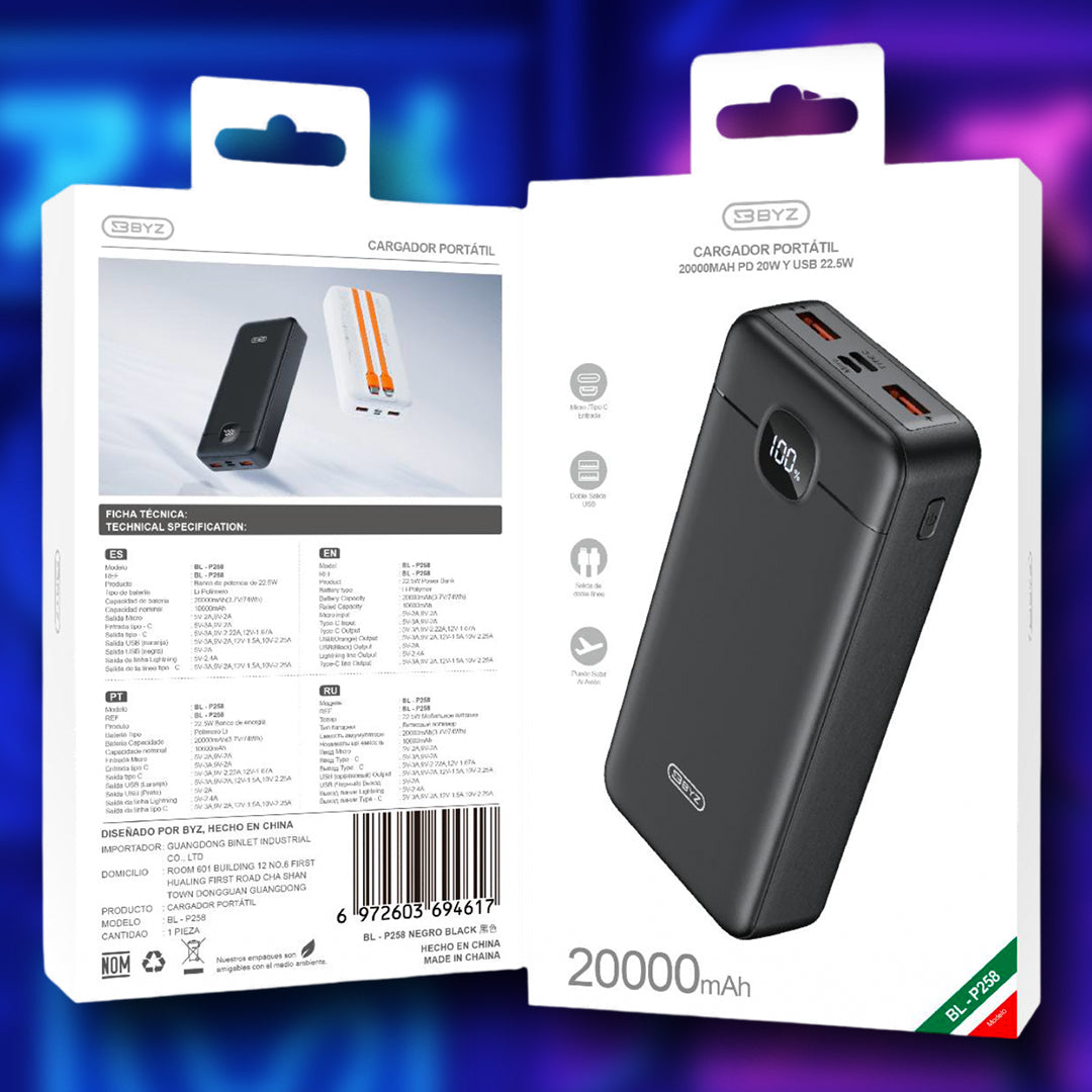 Batería externa 20000mAh 2.4A BYZ
