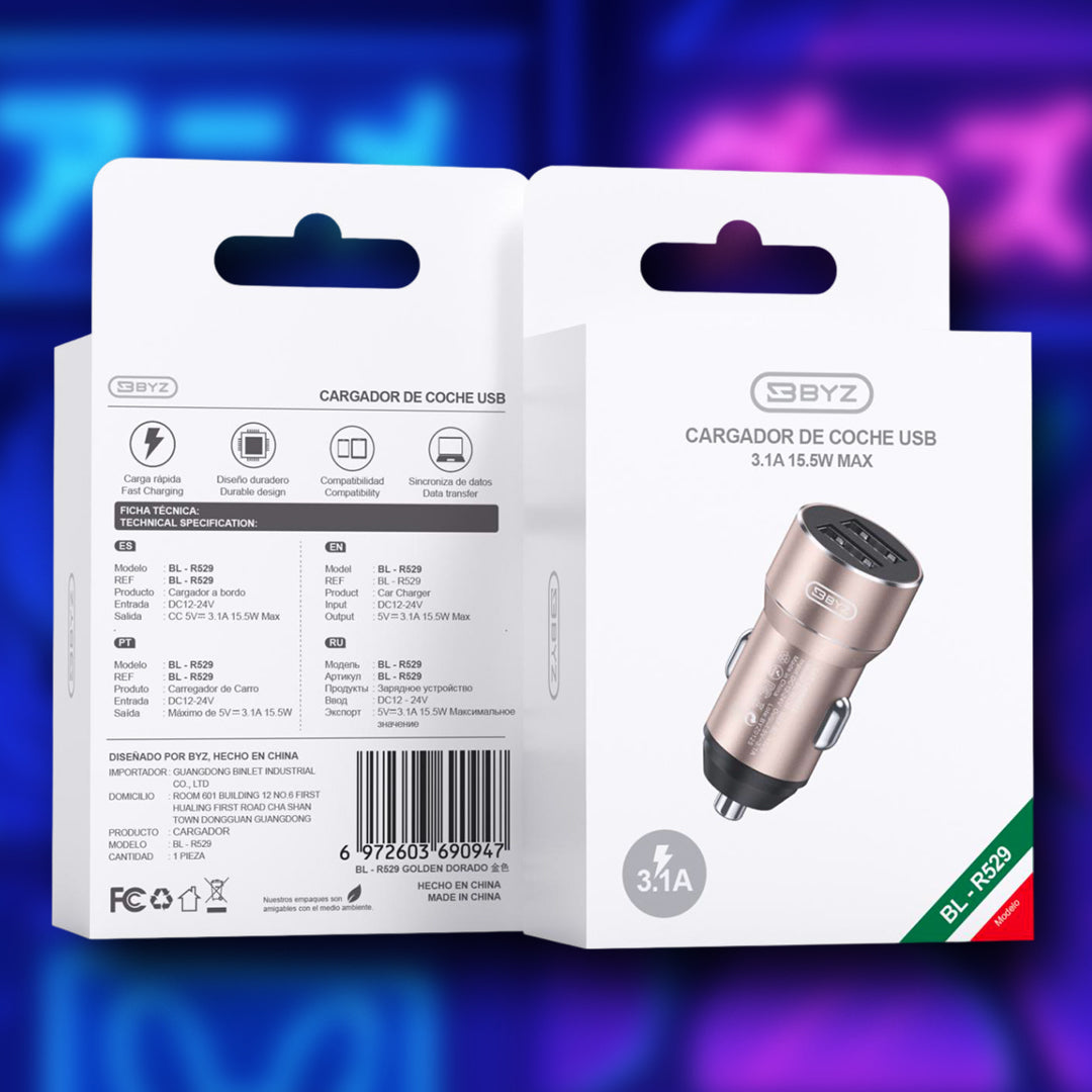 Cargador para Auto  Doble USB BYZ