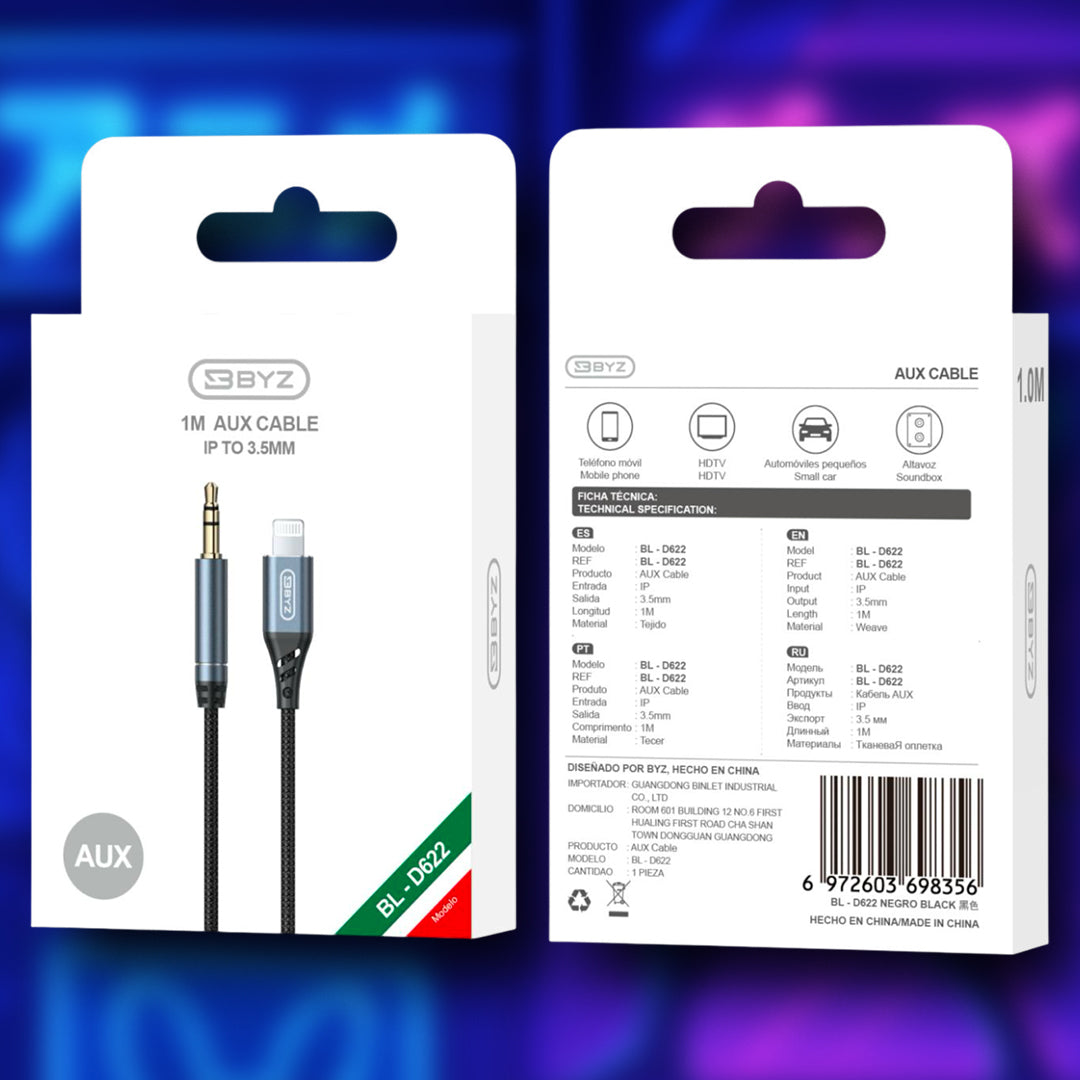 CABLE AUXILIAR LIGHTNING BYZ-BL-D622