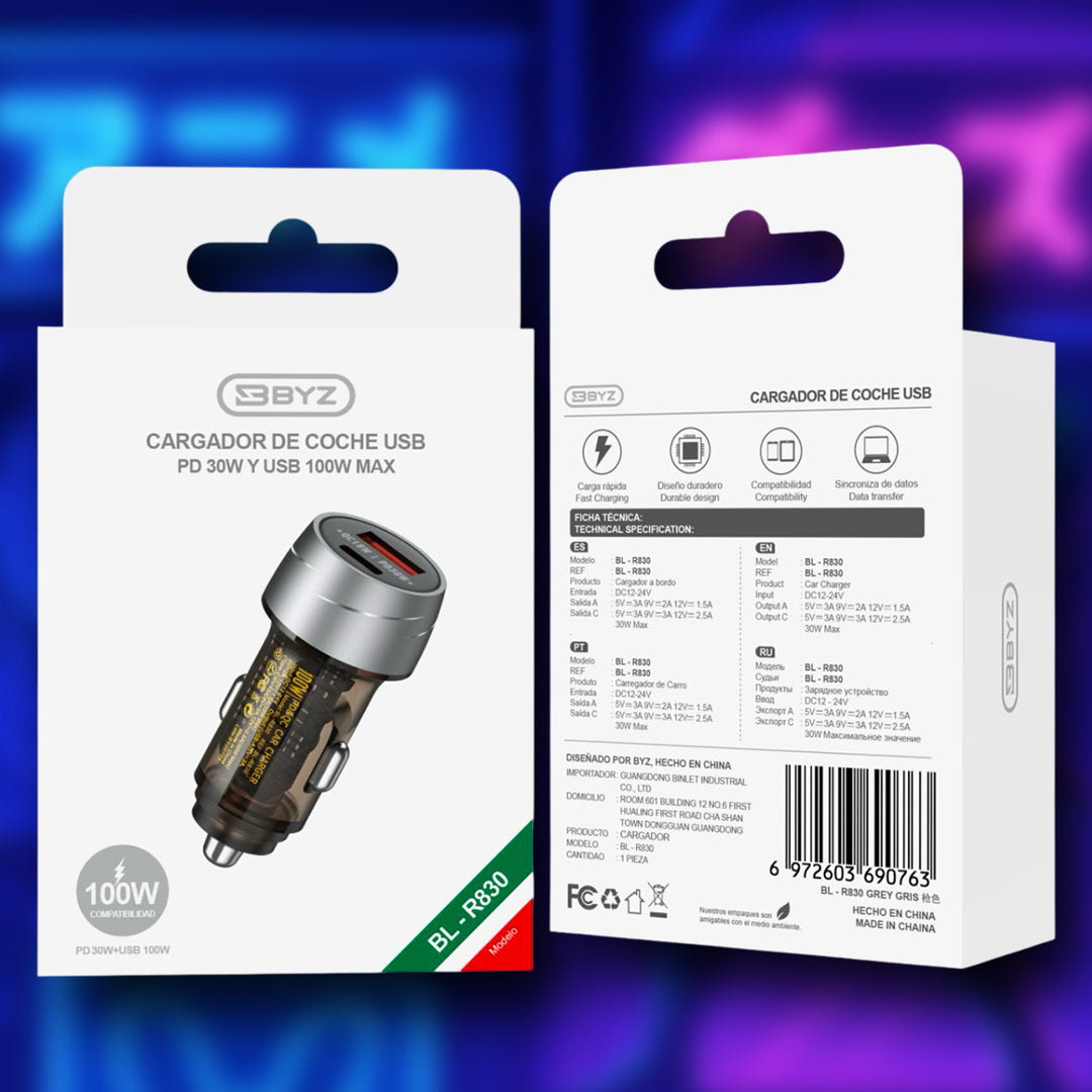 Cargador para Auto Turbo Tipo C BYZ