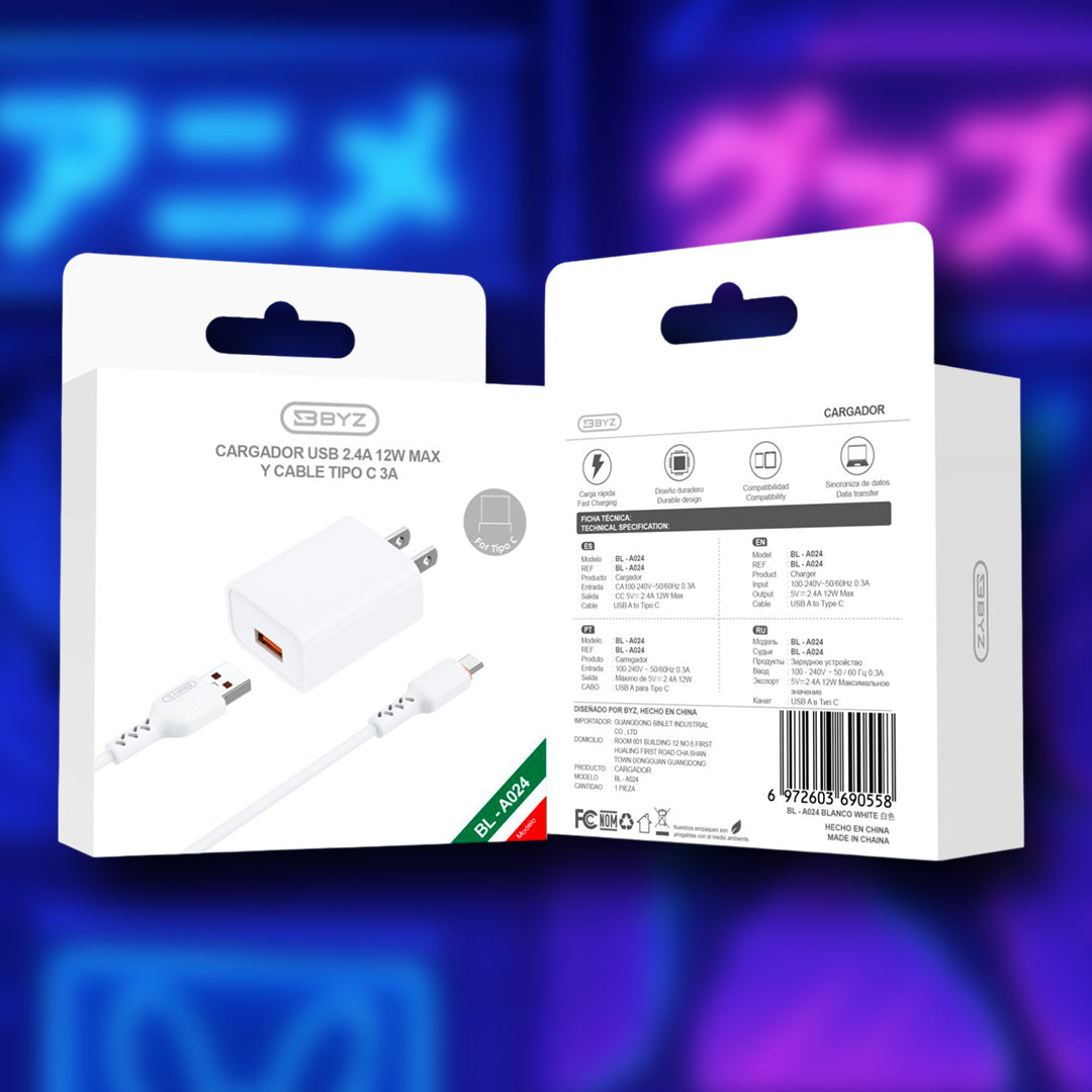 Combo Cargador TIPO C BYZ