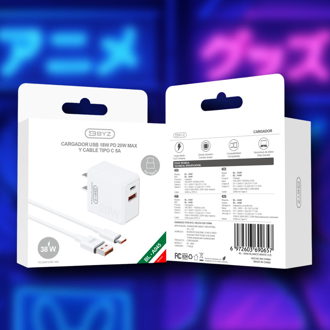 Combo Cargador TIPO C 38W BYZ