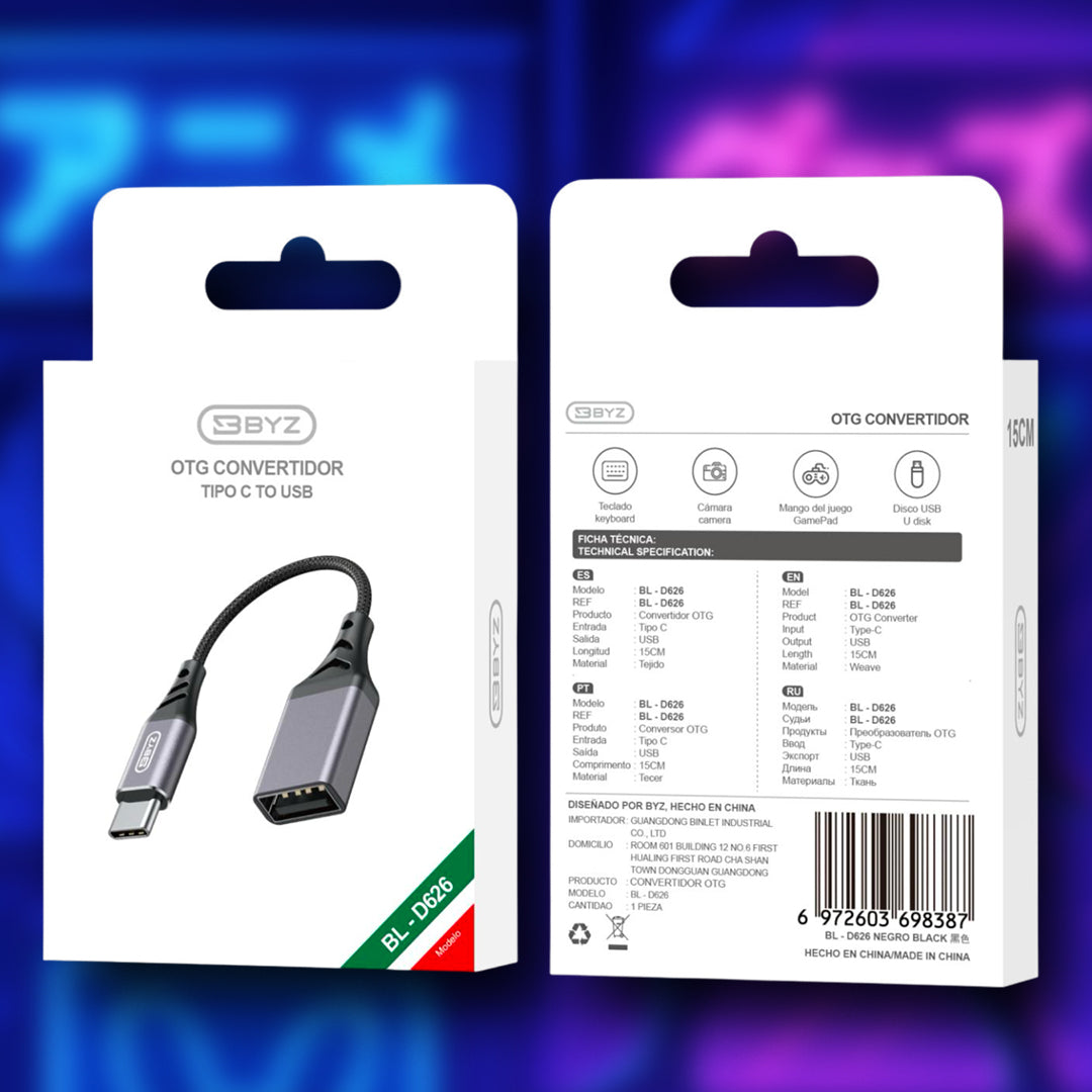 ADAPTADOR OTG TIPO C BYZ-BL-D625