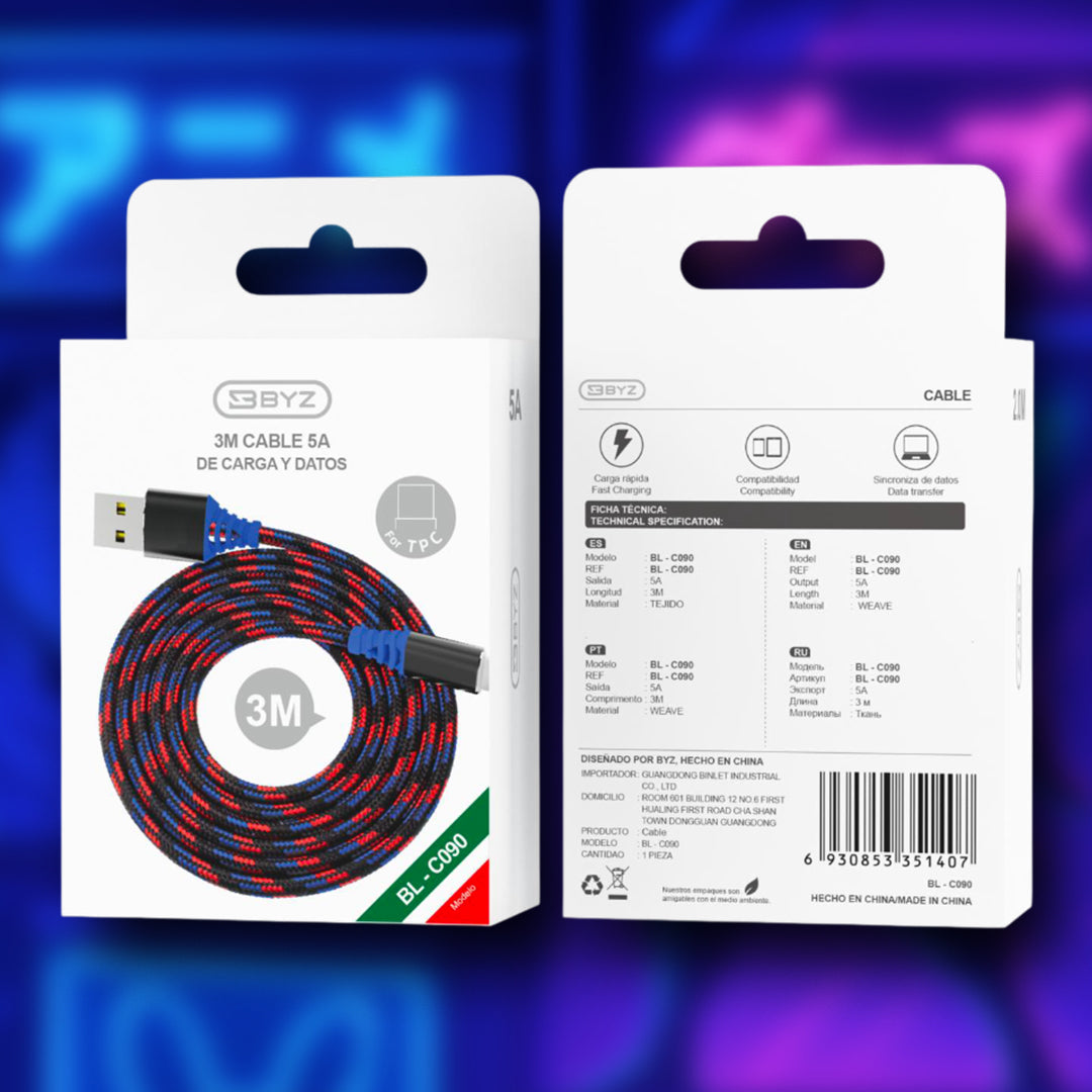 Cable Tipo C 3M 100W BYZ
